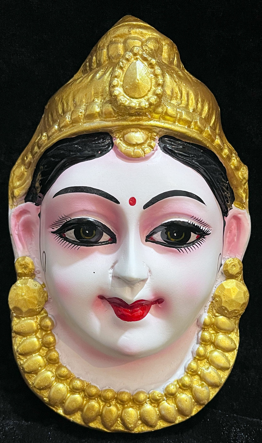 Premium Lakshmi Fiber Half Face with Jewellery – 9 Inch (can be tied to coconut) - White