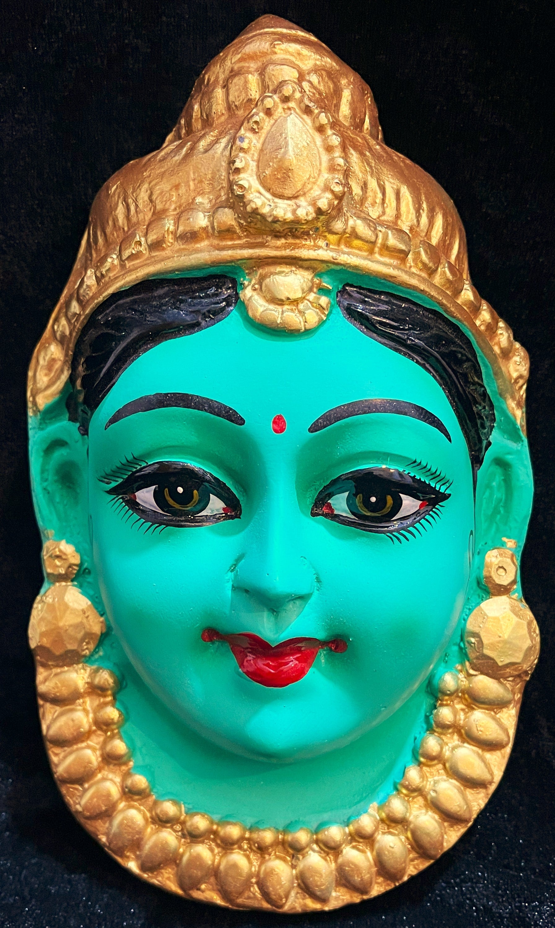 Premium Lakshmi Fiber Half Face with Jewellery – 9 Inch (can be tied to coconut) - Green 1