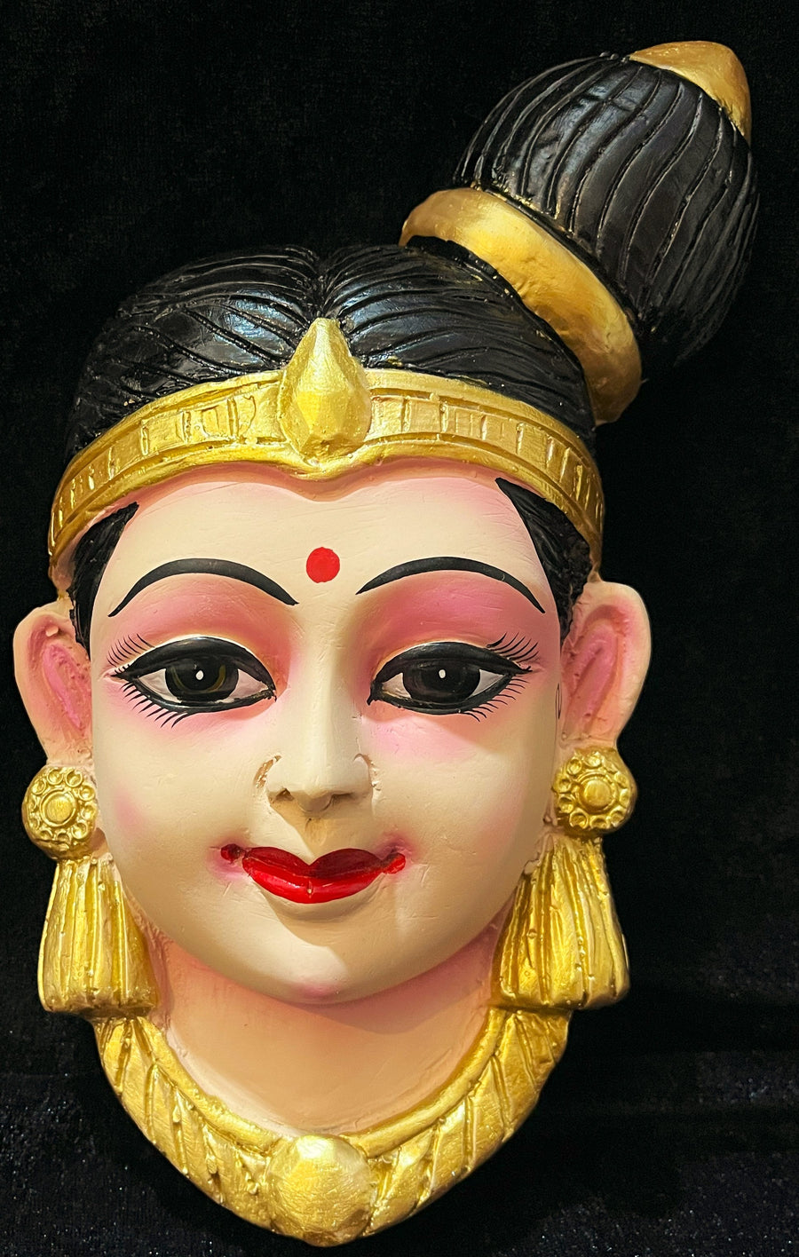 Premium Andal / Godadevi / Meenakshi Fiber Half Face with Jewellery – 9.5 Inch (can be tied to coconut) - Skin