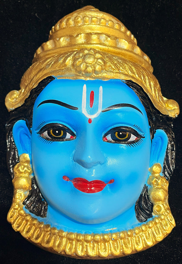 Premium Vishnu Fiber Half Face without Jewellery – 10 Inch (can be tied to coconut) - Blue