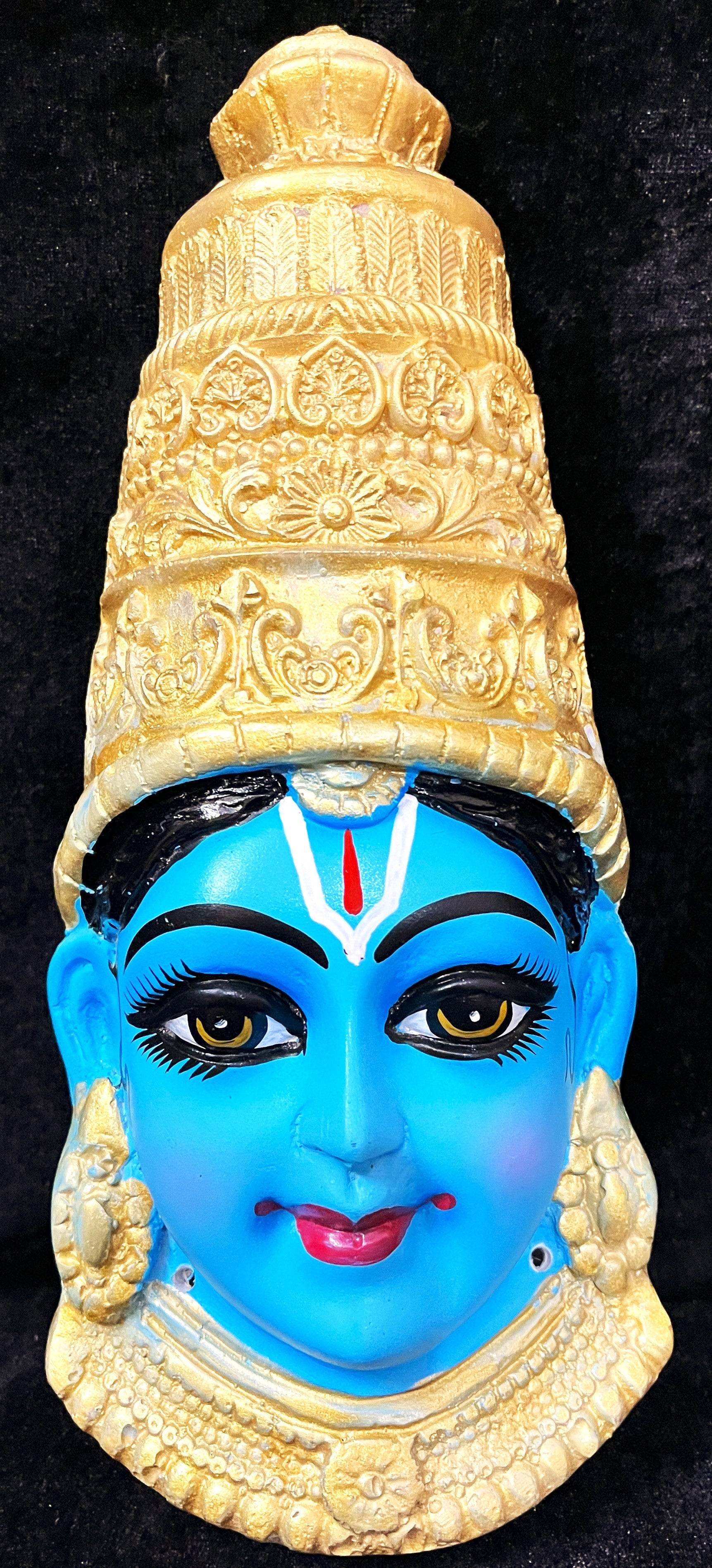 Premium Vishnu Fiber Half Face without Jewellery – 10 Inch (can be tied to coconut) - Blue 1