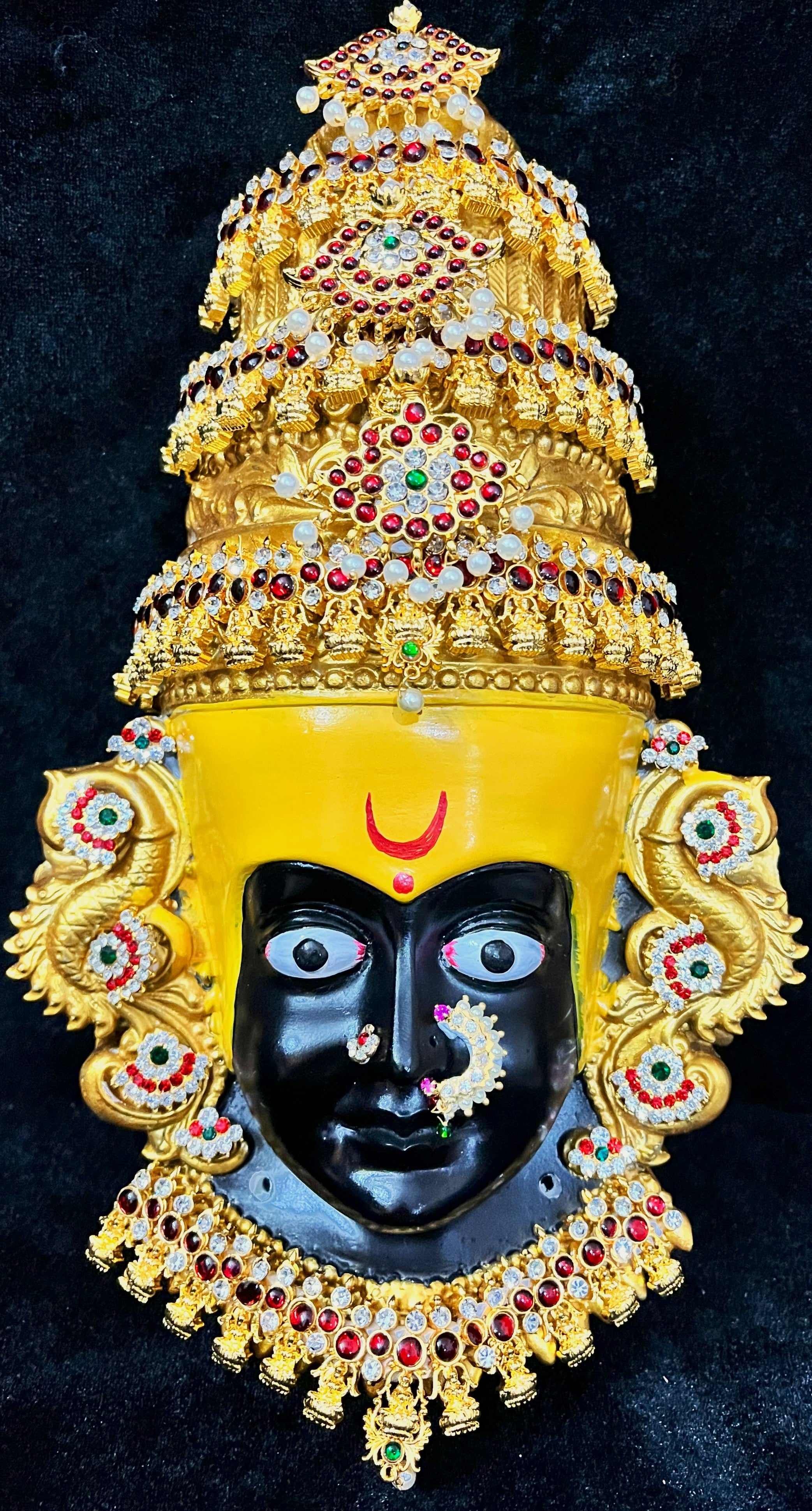 Premium KOHLAPUR MAHALAKSHMI Fiber Half Face with Jewellery – 12 Inch (can be tied to coconut) 1