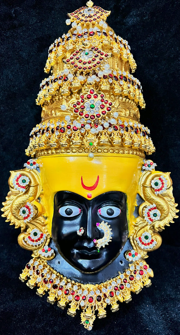 Premium KOHLAPUR MAHALAKSHMI Fiber Half Face with Jewellery – 12 Inch (can be tied to coconut)