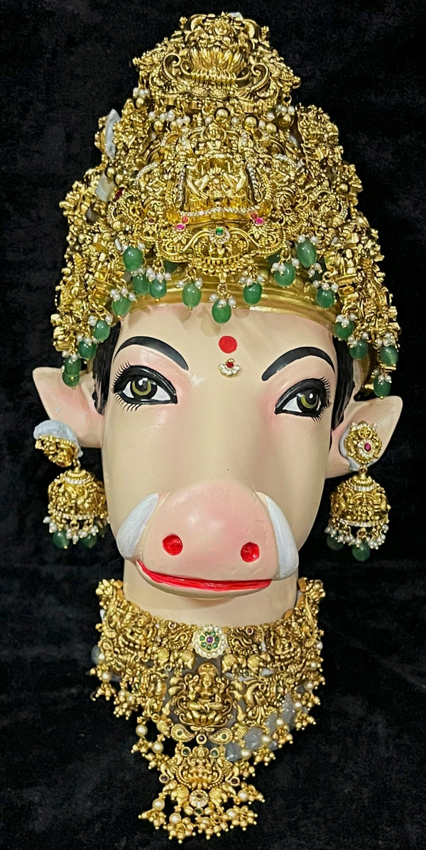 Premium Varahi Fiber Full Face with Jewellery – 10.5 Inch (cannot be tied to coconut) - Skin