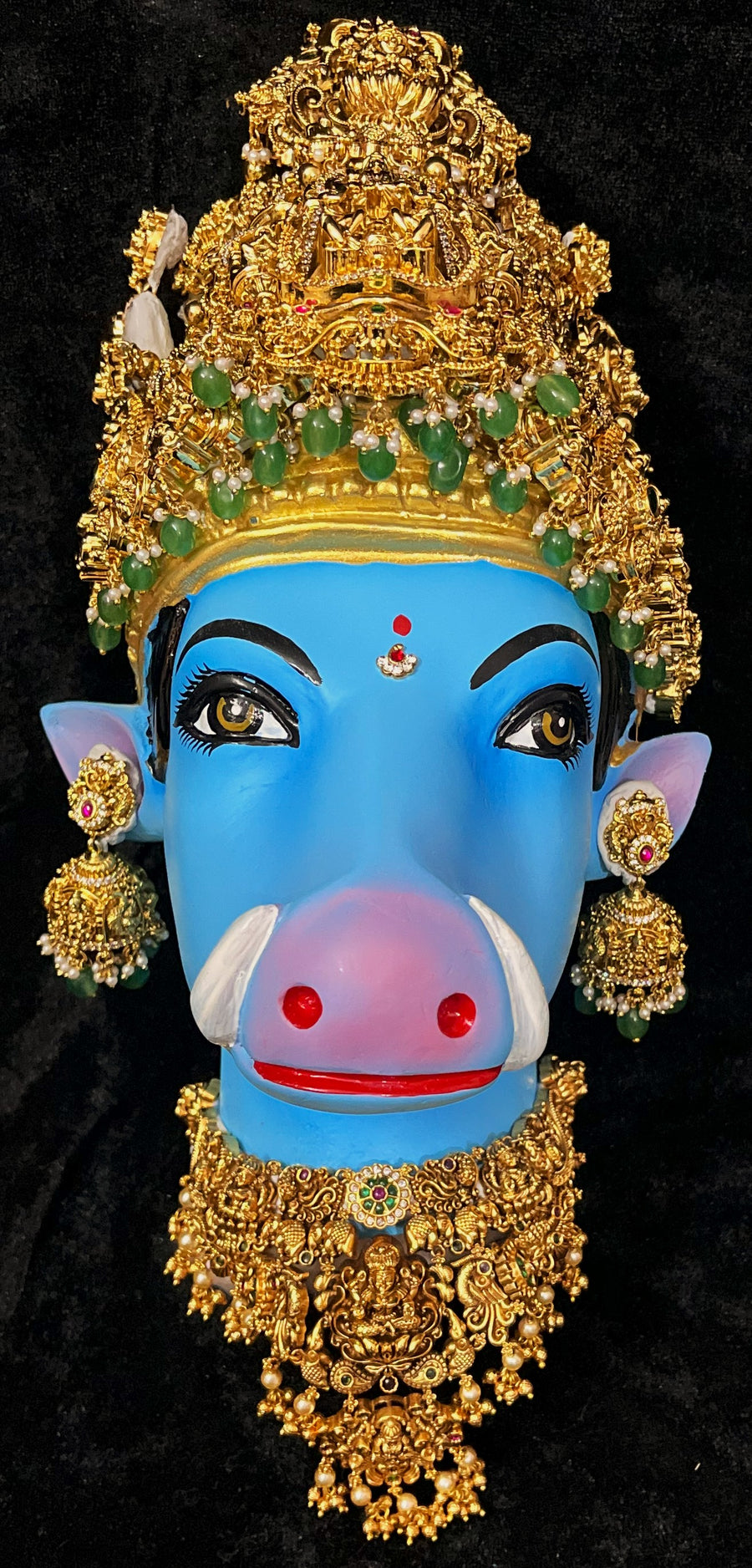 Premium Varahi Fiber Full Face with Jewellery – 10.5 Inch (cannot be tied to coconut) - Blue