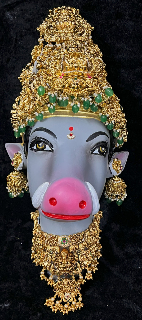 Premium Varahi Fiber Full Face with Jewellery – 10.5 Inch (cannot be tied to coconut) - Grey