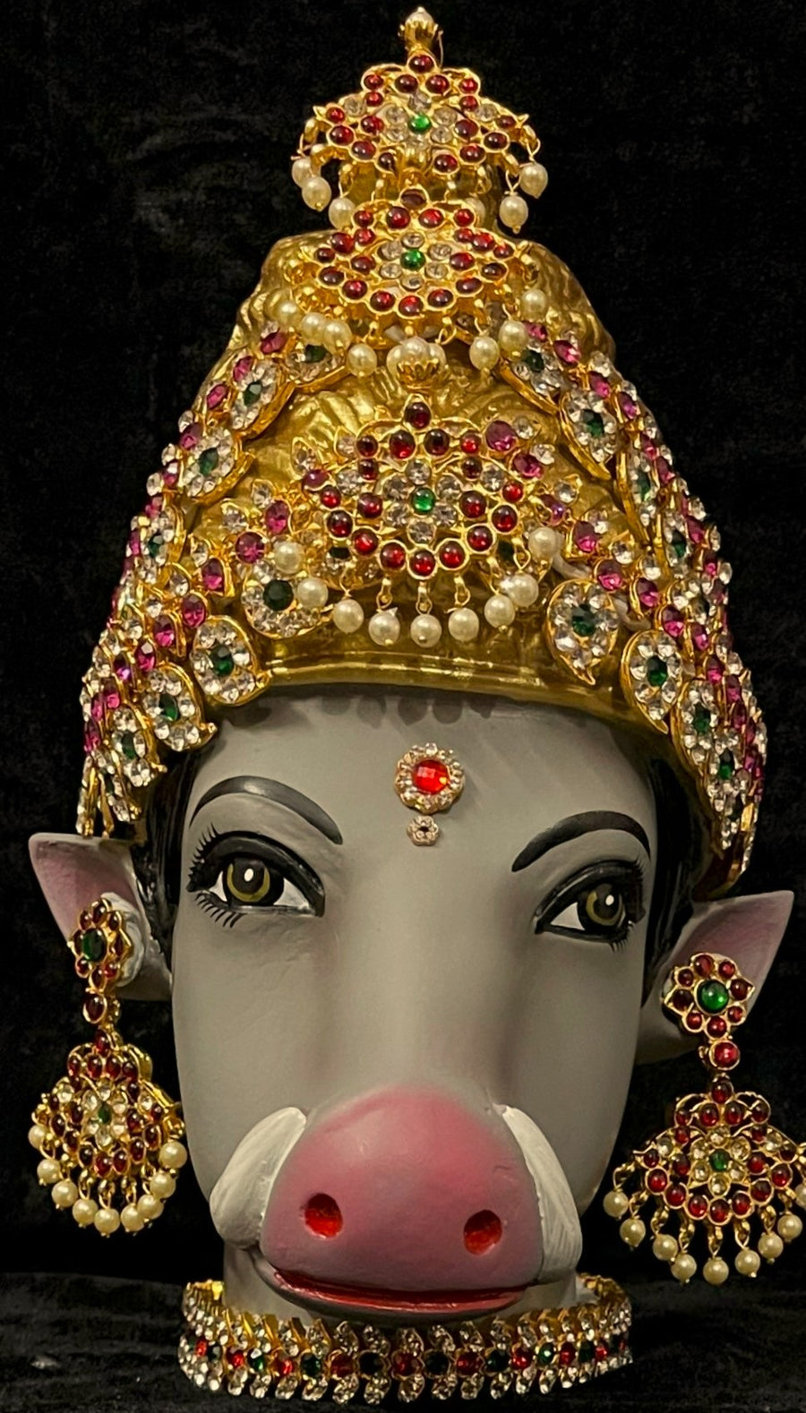 Premium Varahi Fiber Full Face with Jewellery – 10.5 Inch (cannot be tied to coconut) - Grey