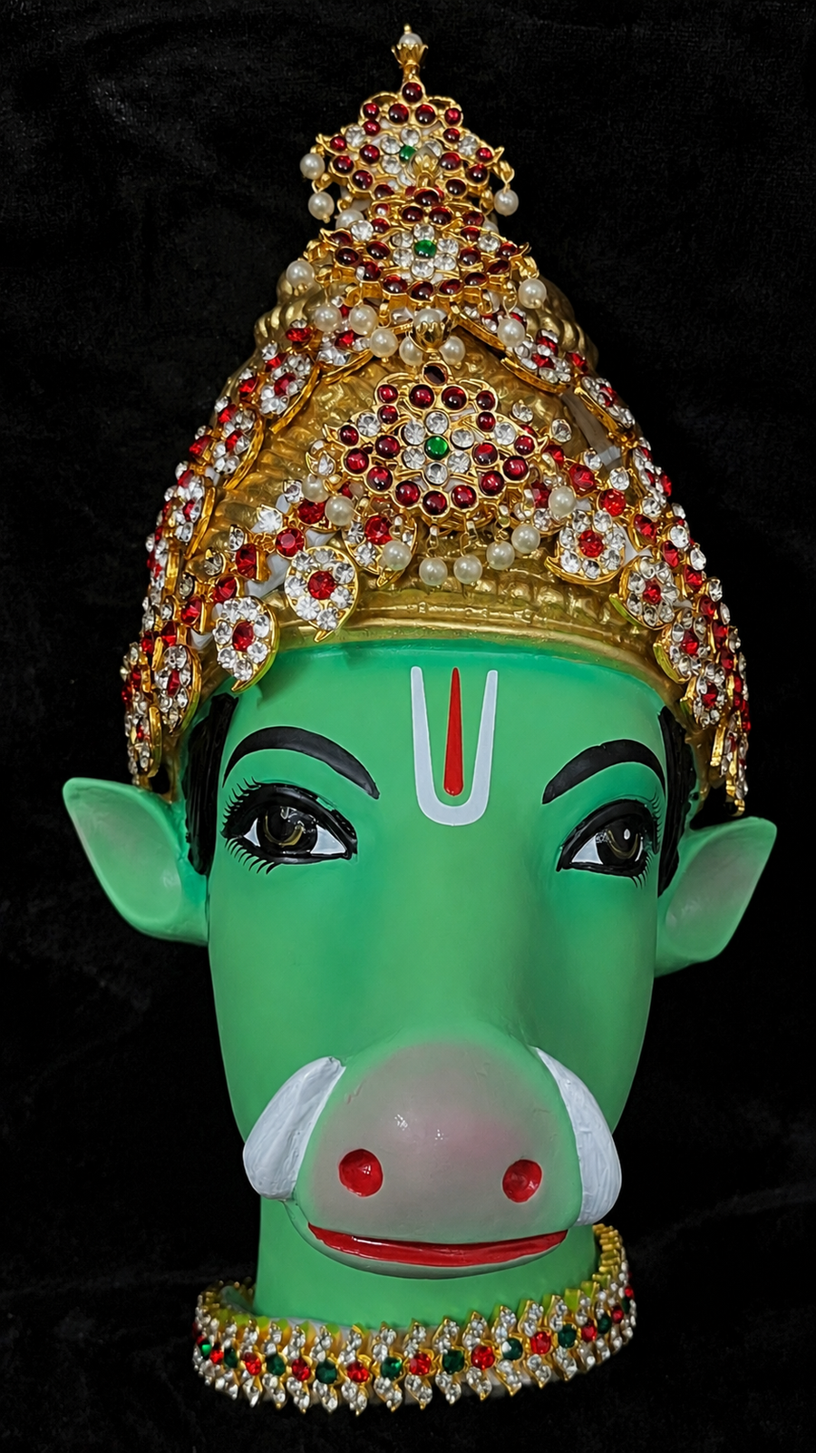 Premium Varaha Fiber Full Face with Jewellery – 10.5 Inch (cannot be tied to coconut) - Green
