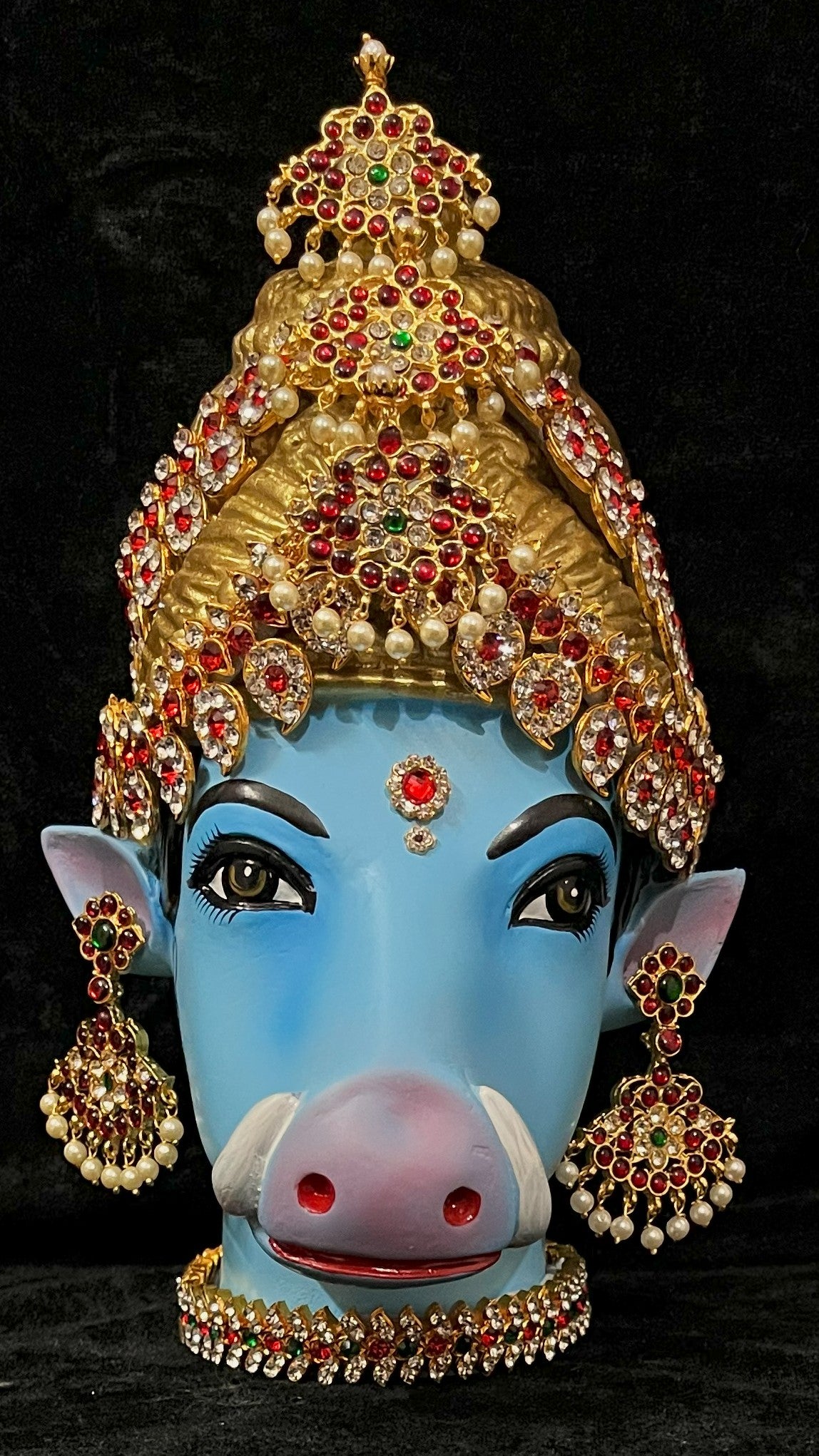 Premium Varahi Fiber Full Face with Jewellery – 10.5 Inch (cannot be tied to coconut) - Blue 1